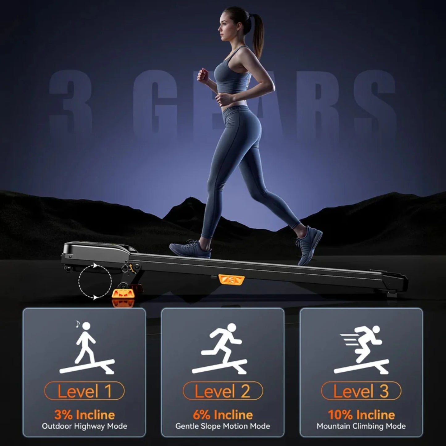 Portable Incline Walking Pad 330lb Capacity Under Desk Treadmill