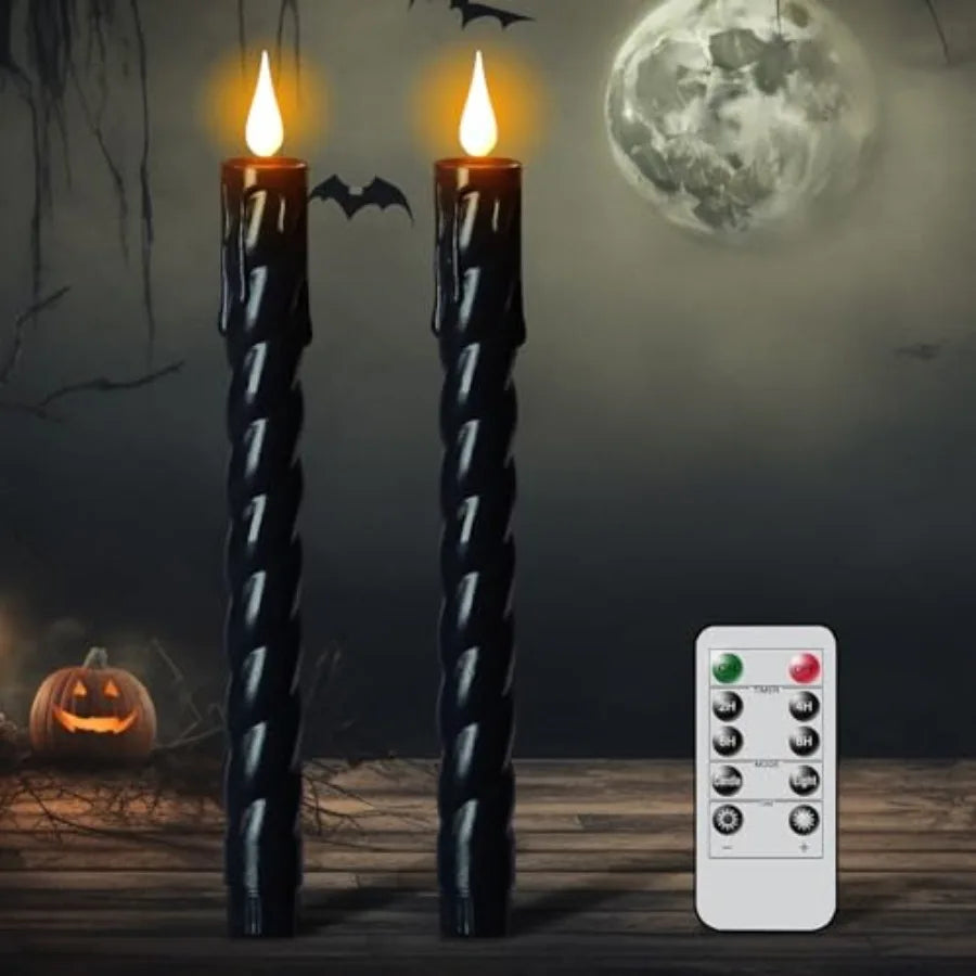 Plastic Flameless Taper Candles With Remote Timer Battery Operated
