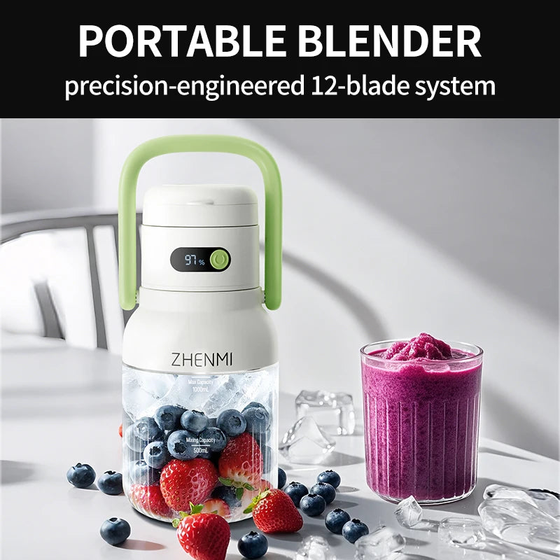 ZHENMI BPA Free Cordless USB Rechargeable Blender for Shakes and Smoothies
