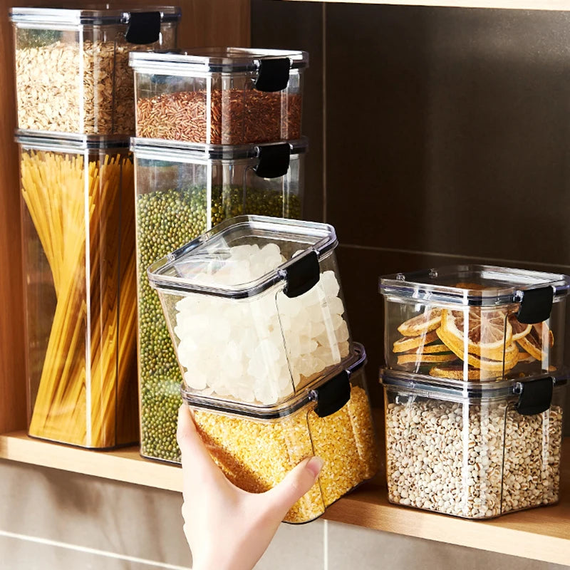Sealed Acrylic Jars Kitchen Storage Organizer For Grains And Spices