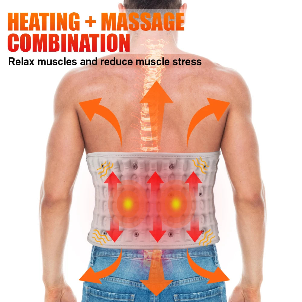 PastSky Rechargeable Heating Waist Back Massage LED Inflatable Lumbar Device