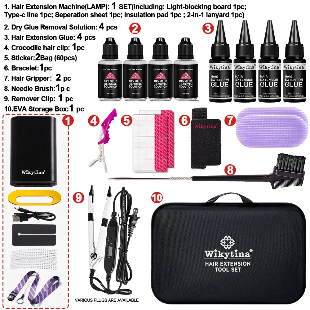 Wikytina UV Light Hair Extension Kit for Professional Use