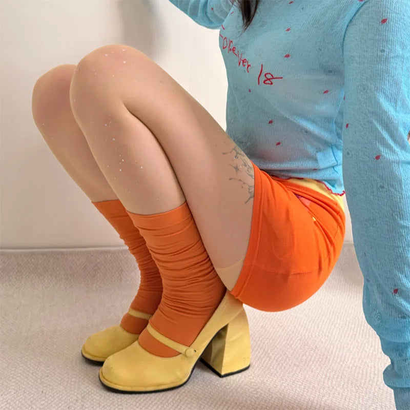 Women Velvet Knee High Socks Set 2 Pairs Casual Socks