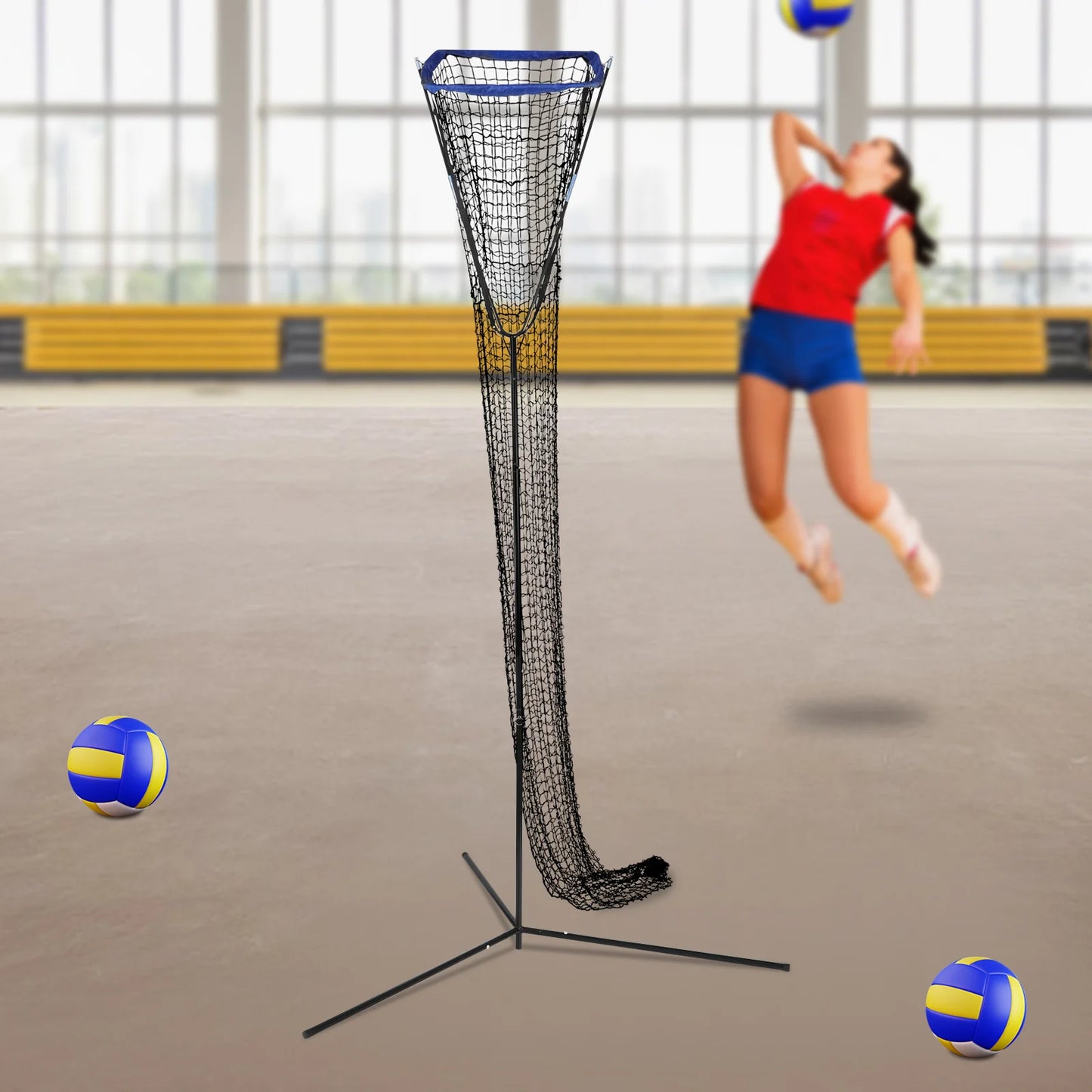 Volleyball Trainer Net Adjustable Height System For Backyard Practice
