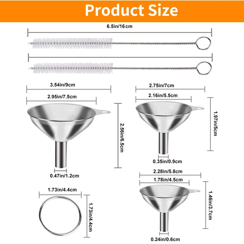 Stainless Steel Kitchen Funnels Set Food Grade for Filling Bottles
