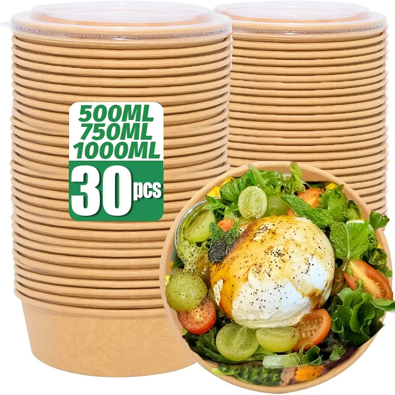 Kraft Paper Lunch Boxes With Lids Ice Cream Noodles