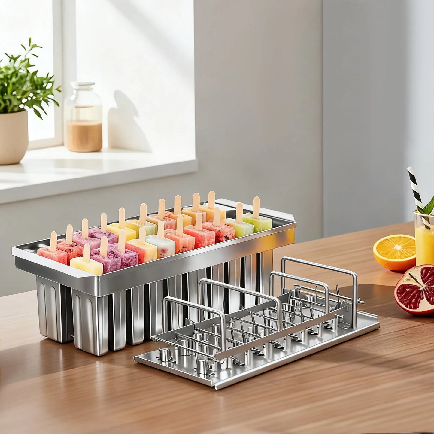 Stainless Steel 20 Cavities Ice Cream Mold Set Home Kitchen