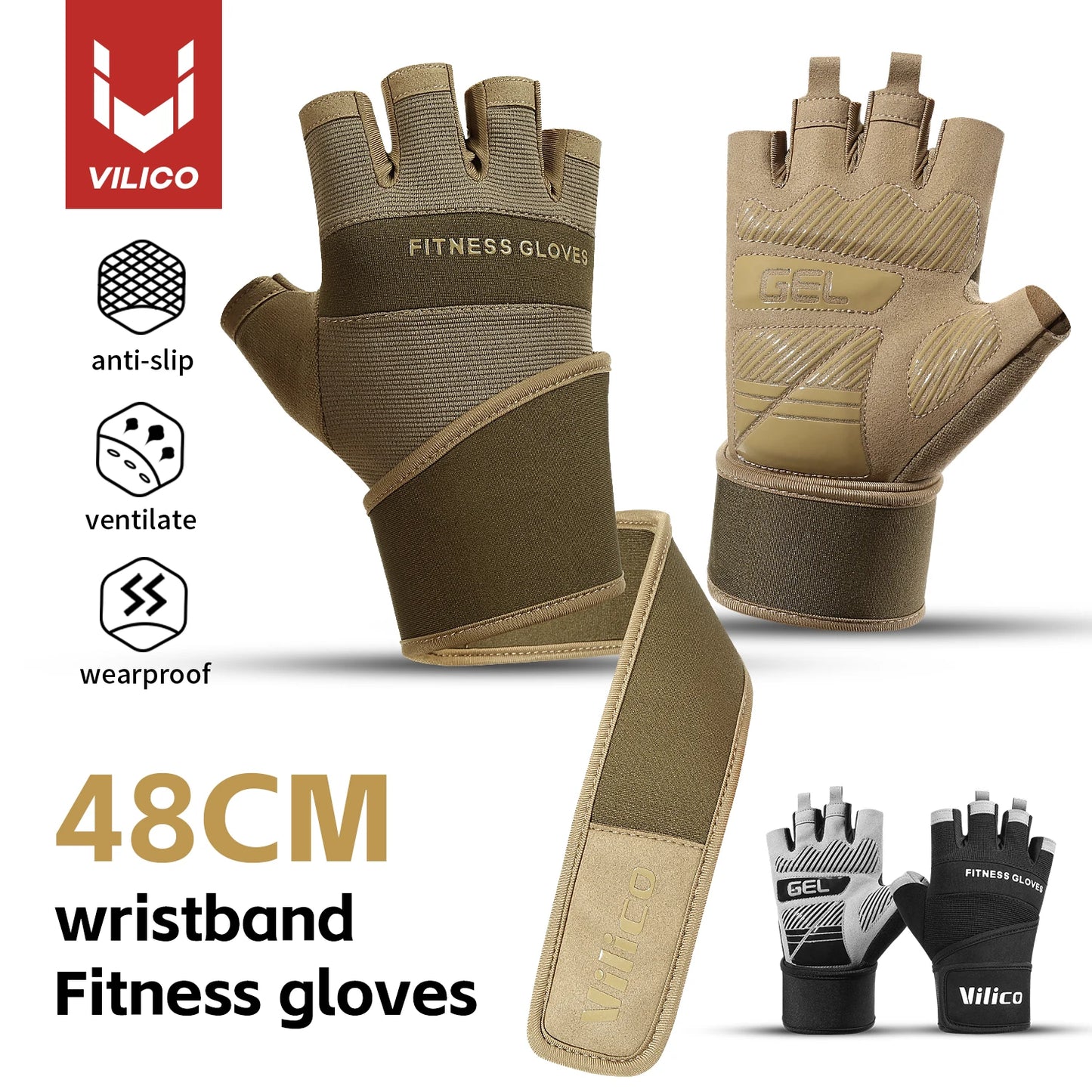 Kyncilor Half Finger Cycling Gloves Anti Slip Fitness