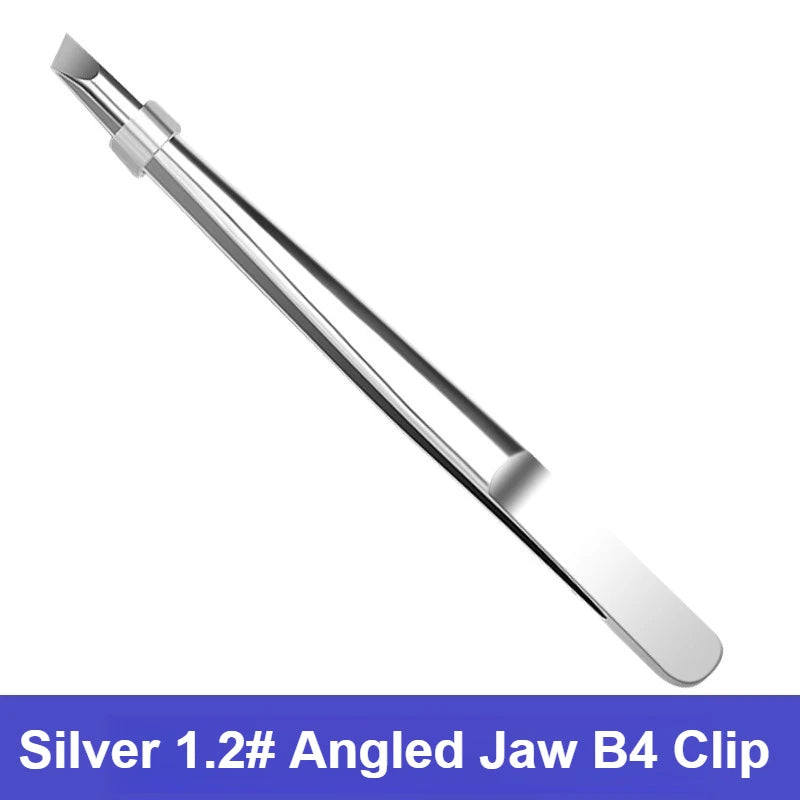 Stainless Steel Precision Tweezers Slant Tip for Facial Hair