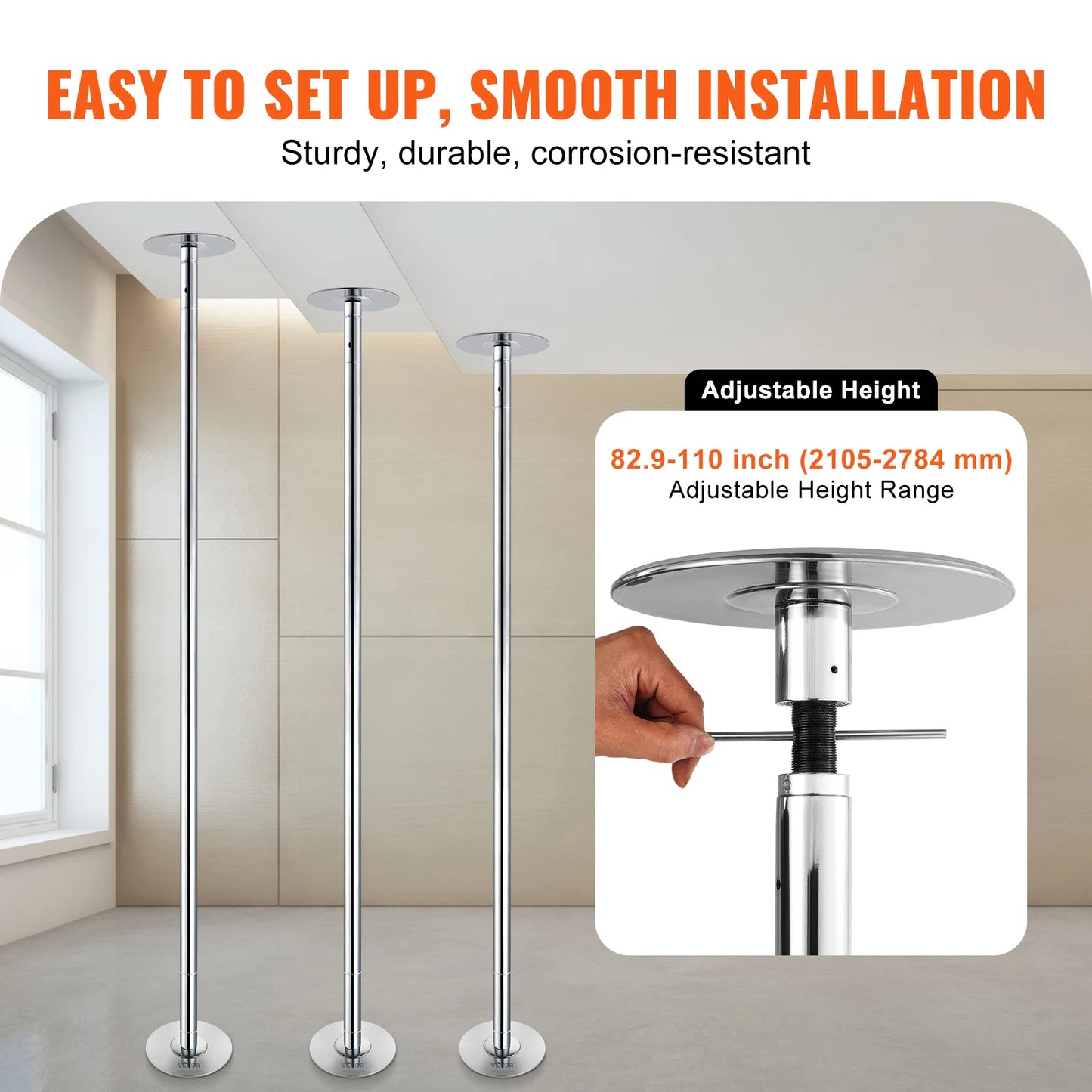 SucceBuy Professional Dancing Pole Kit Portable Spinning And Static Pole