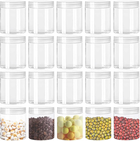 20 Pack Clear Plastic Jars With Lids For Candy Beads
