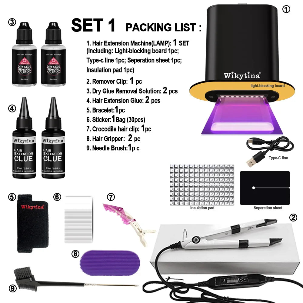 Wikytina V Light Hair Extension Kit With UV Traceless Tape