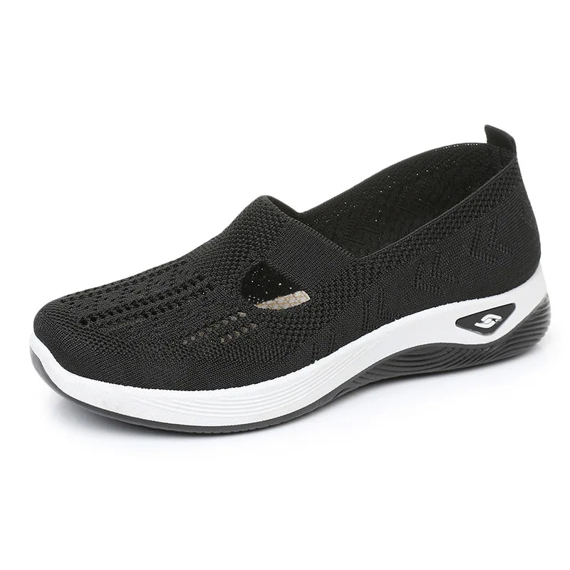 Women's Casual Mesh Sneakers Cutout T Strap Cushioned Wedge