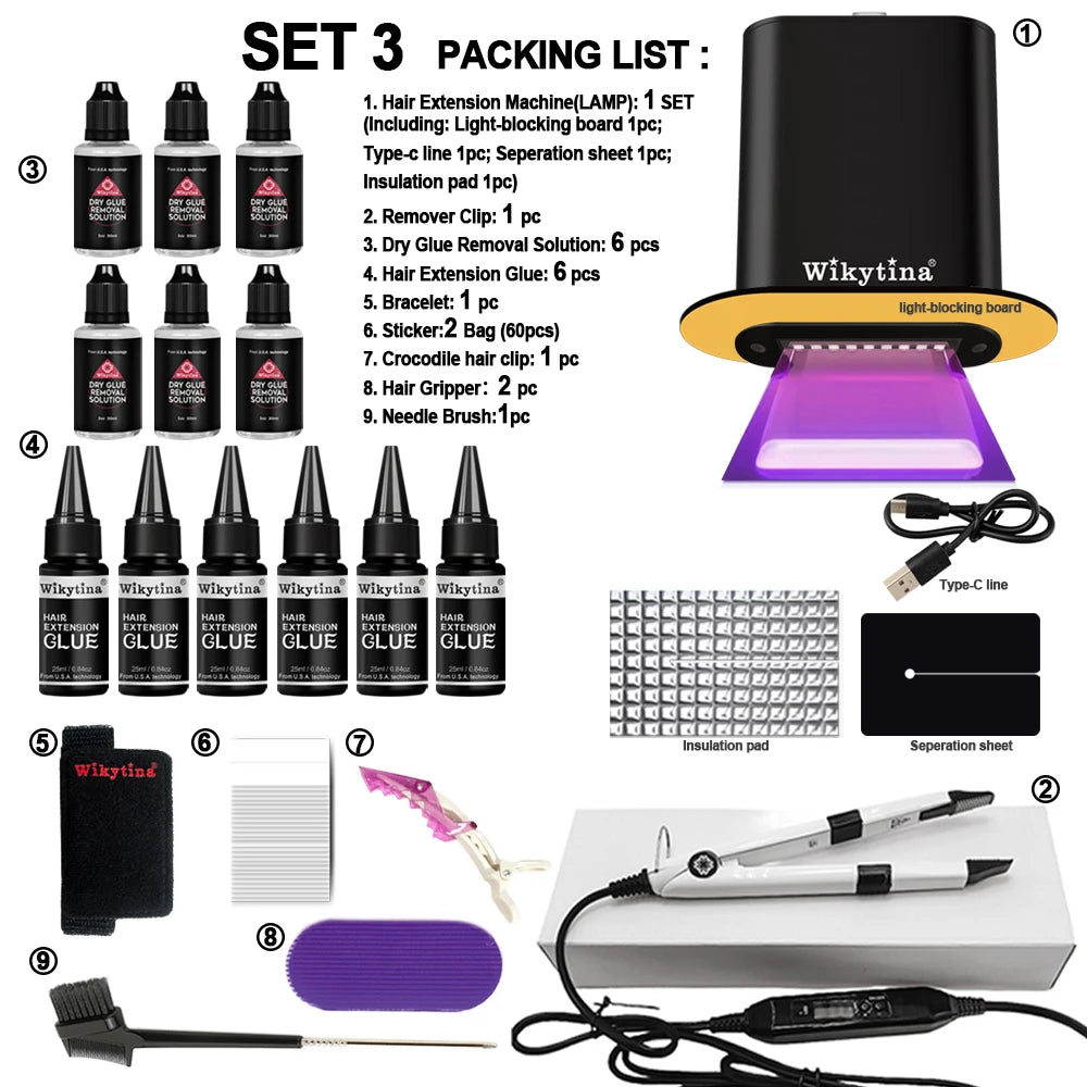 Wikytina V Light Hair Extension Kit With UV Traceless Tape