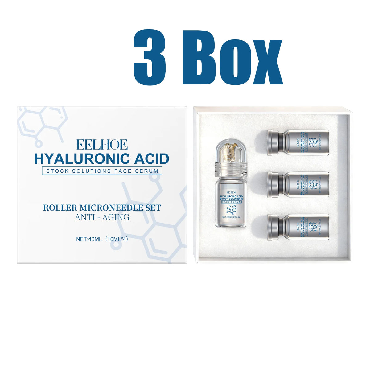 Eelhoe Hyaluronic Acid Facial Serum With Microneedle Roller Set