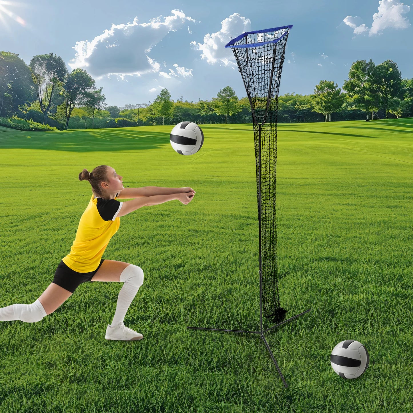Volleyball Trainer Net Adjustable Height System For Backyard Practice