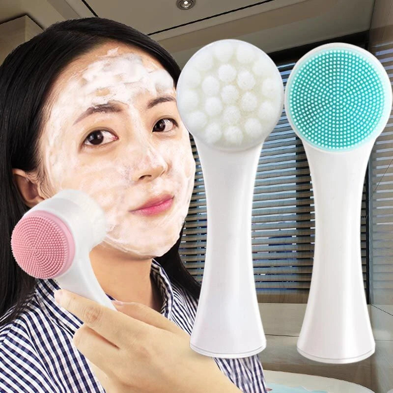 Soft Silicone Double Sided Facial Cleansing Brush For Exfoliation