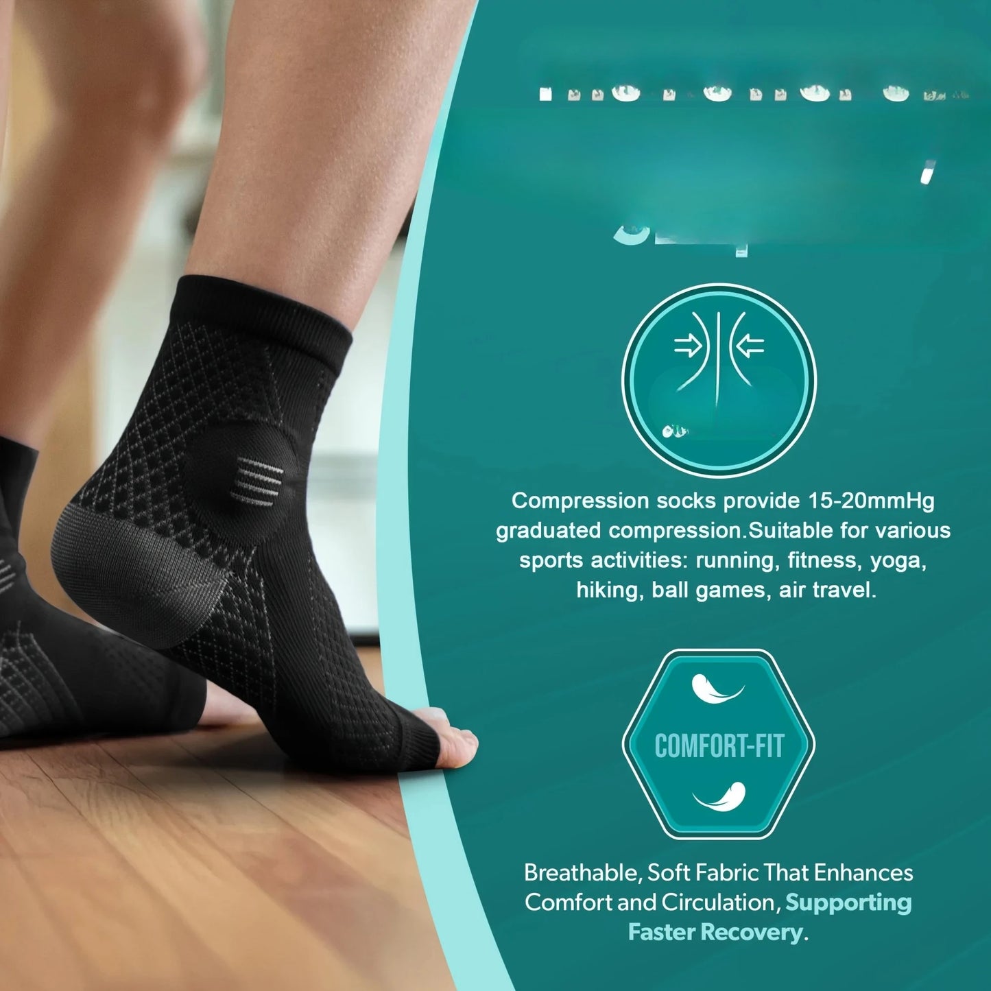 Open Toe Compression Socks With Arch Support For Neuropathy Relief