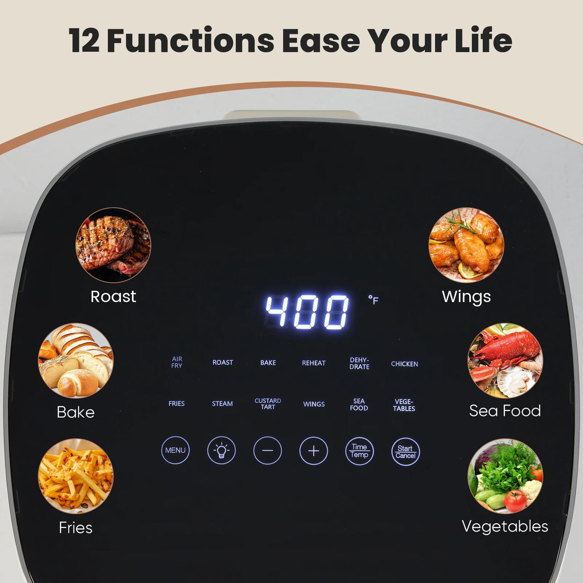 JHK 6 Quart Square Air Fryer With Window
