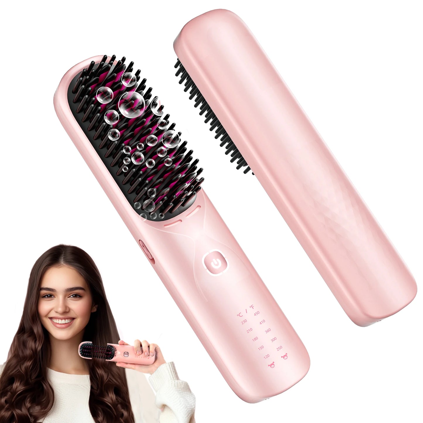 BOPCAL Cordless Hair Straightener Comb Brush 5S Fast Heating Travel