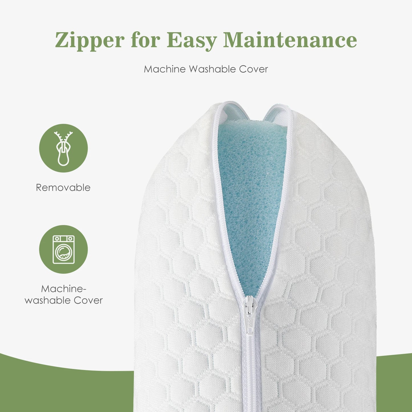JHK 2 Piece Memory Foam Pillows With Removable Washable Cover