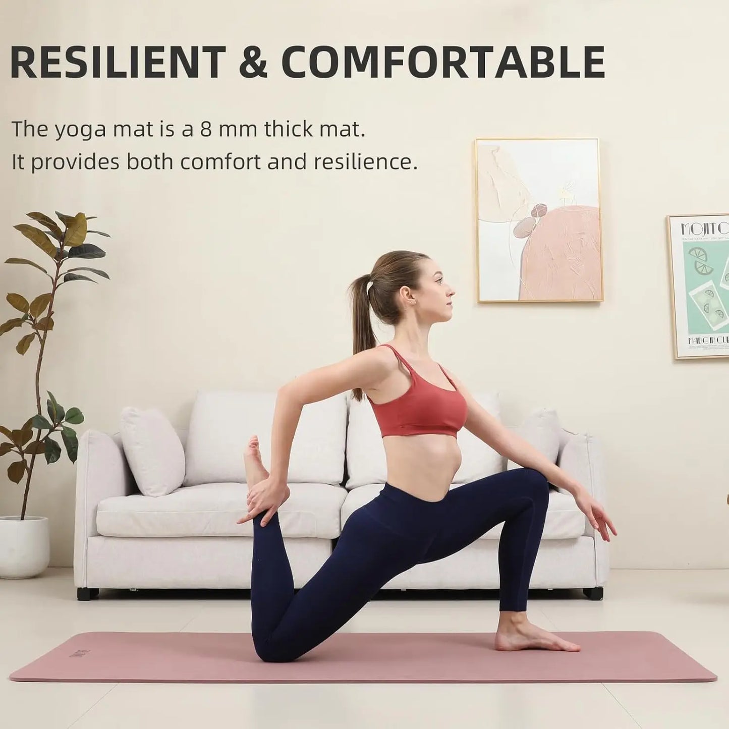 TPE Yoga Mat Anti Slip Lightweight for Fitness Travel