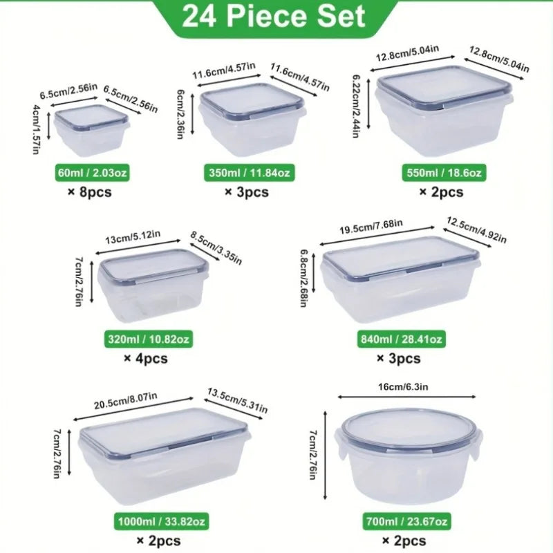 BPA Free Food Storage Set 24 Airtight Containers and Lids