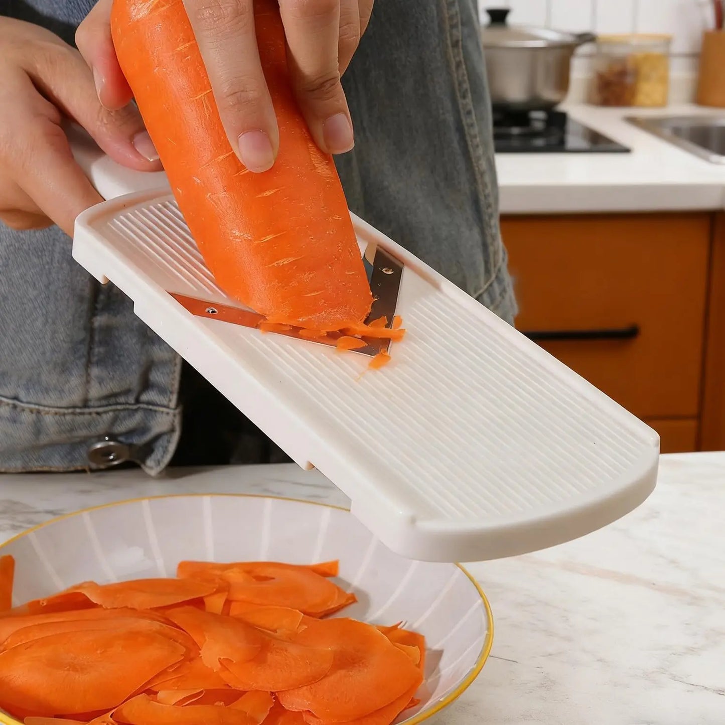 Multi Handheld Mandoline Slicer Stainless Steel V Blade With Brush