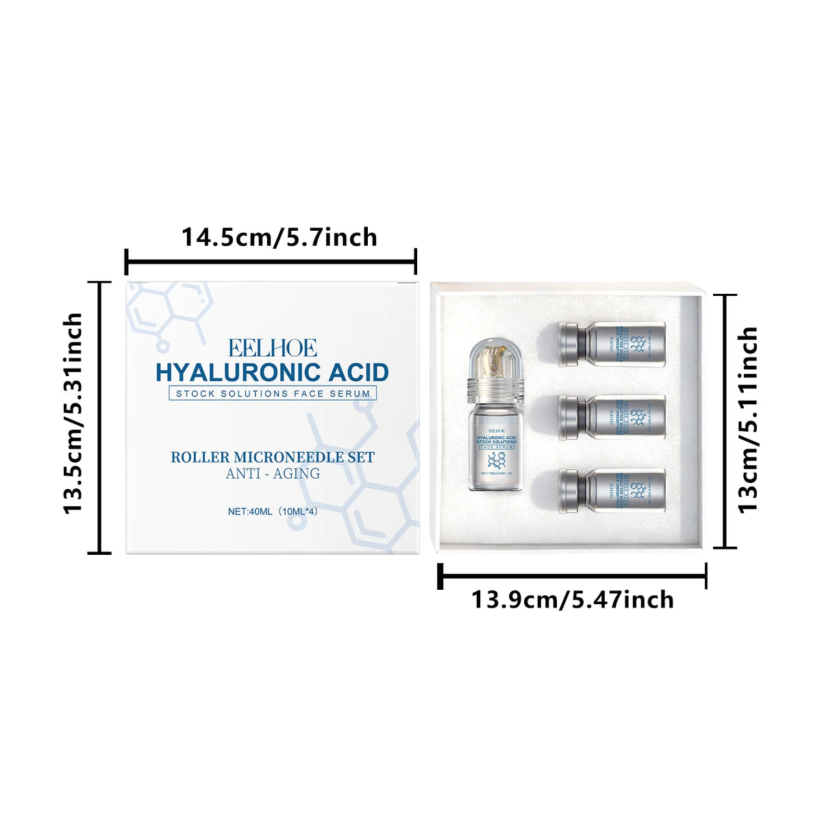 Eelhoe Hyaluronic Acid Facial Serum With Microneedle Roller Set