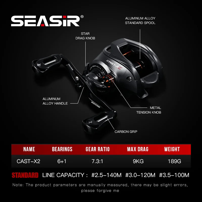SeaSir Cast X2 Baitcasting Reel 7.3 To 1 Ceramic Bearings