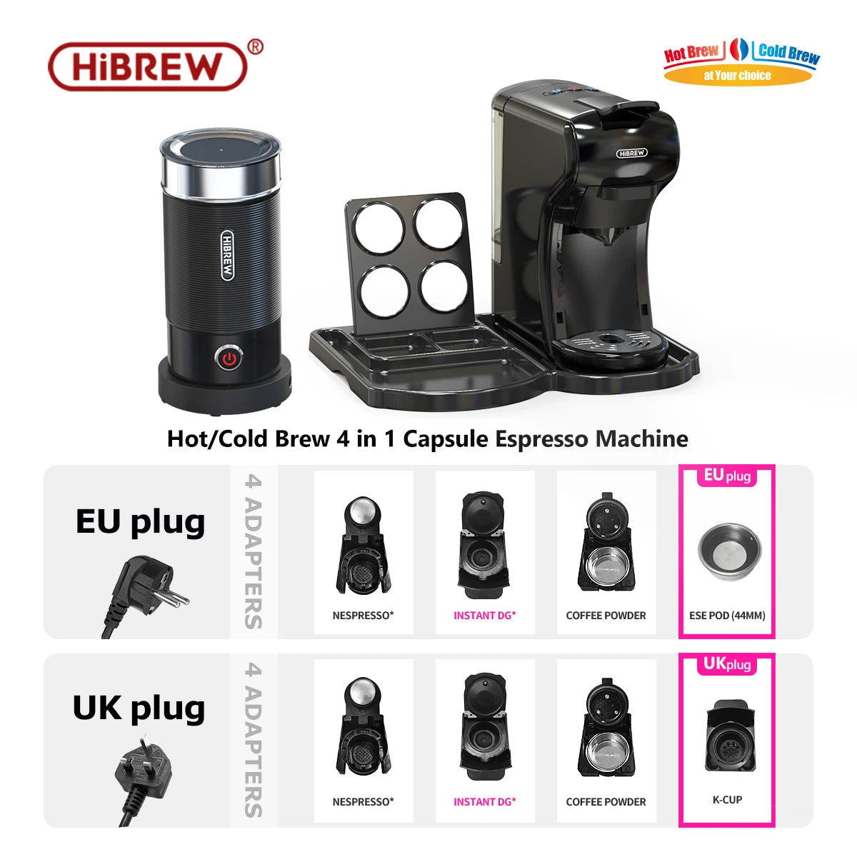 HiBREW 4In1 Espresso Coffee Maker Nespresso Dolce Gusto Compatible