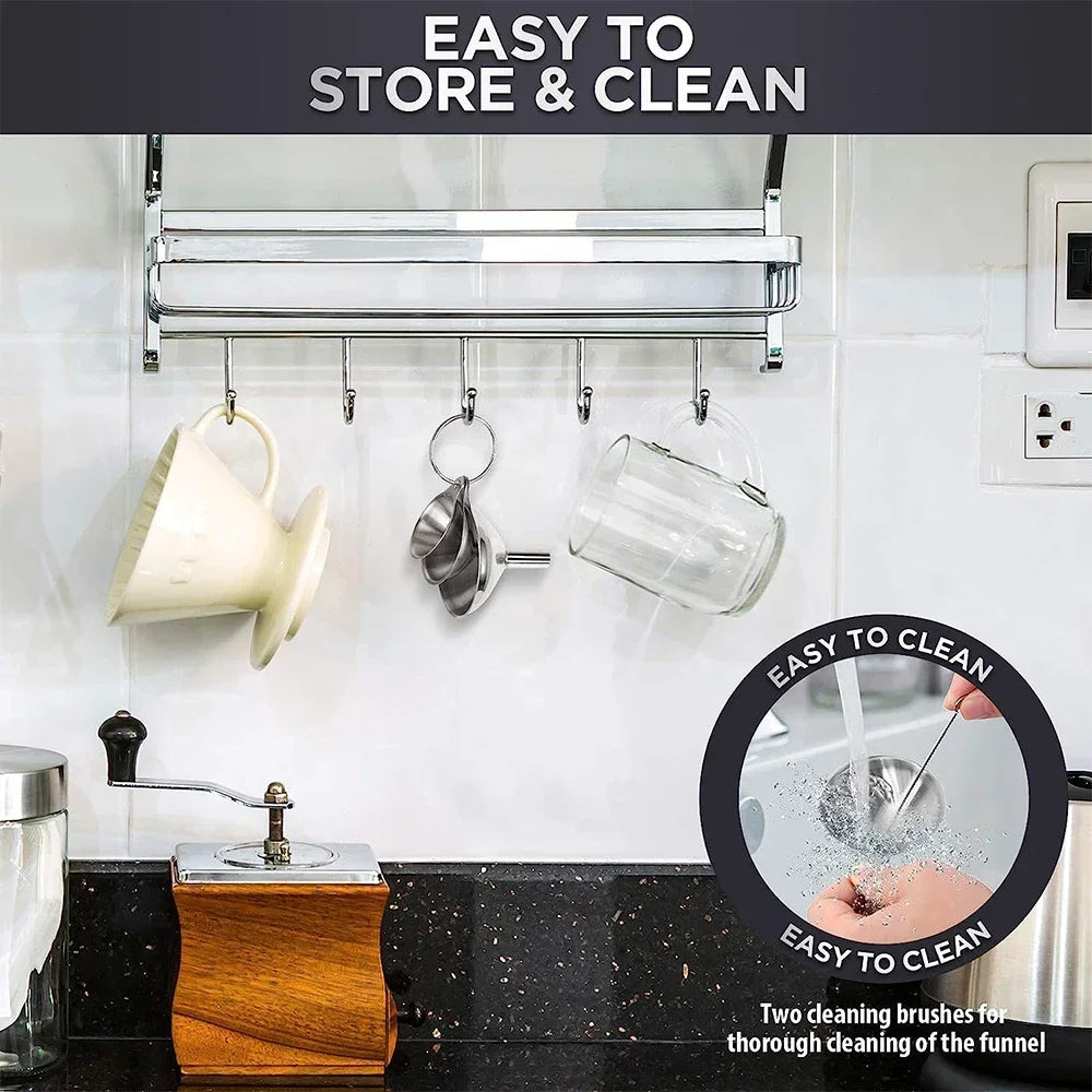 Stainless Steel Kitchen Funnels Set Food Grade for Filling Bottles