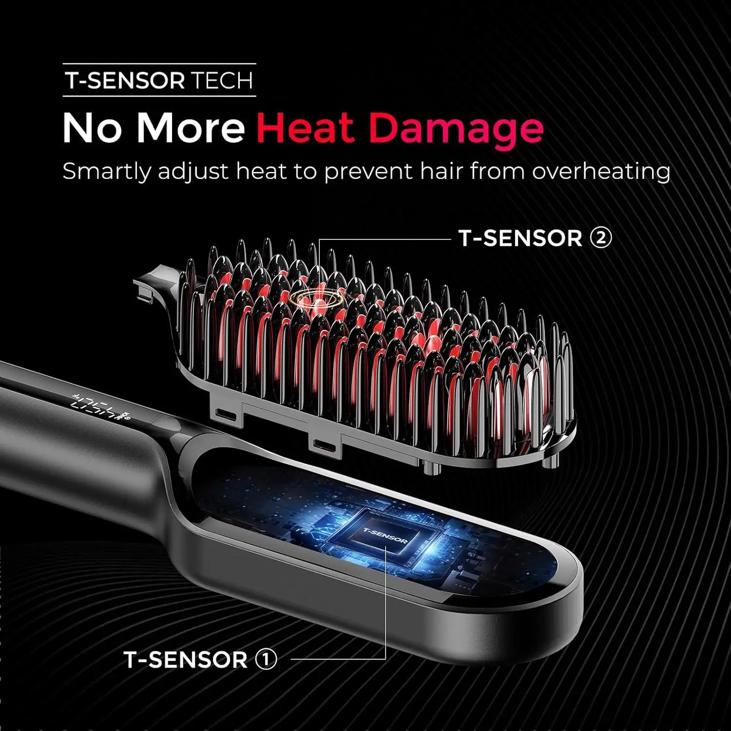 Upgraded Ionic Hair Straightener Brush With Wave Design Bristles