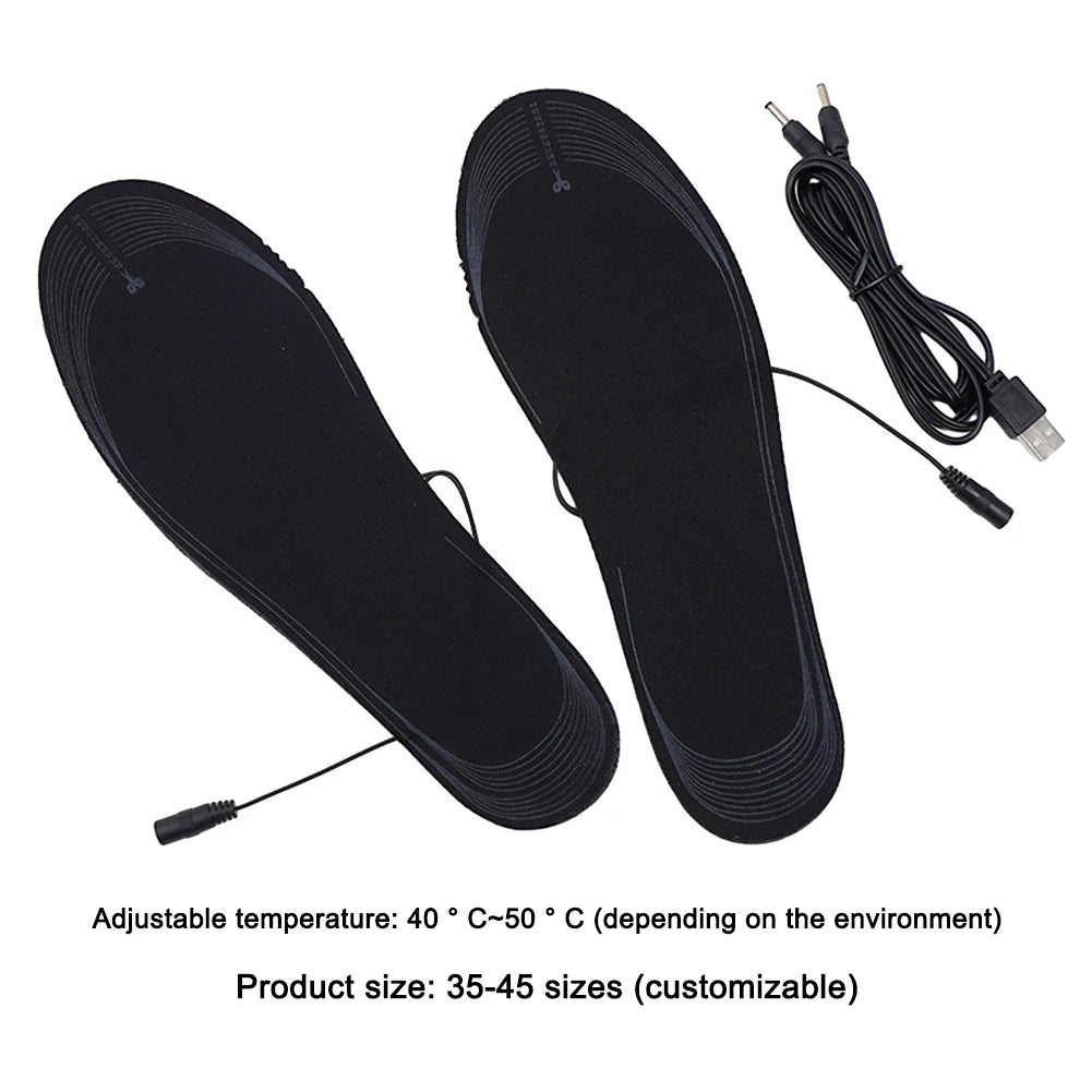Rechargeable USB Heated Insoles Foot Warmer For Winter Outdoor Activities