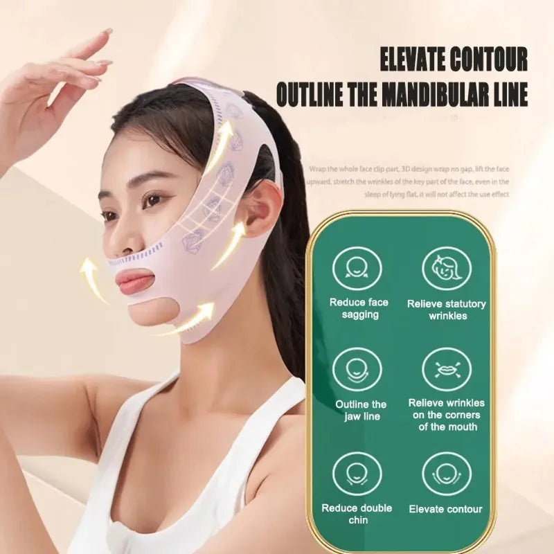 Adjustable Elastic Night Facial Wrap For Sleep Contouring Support