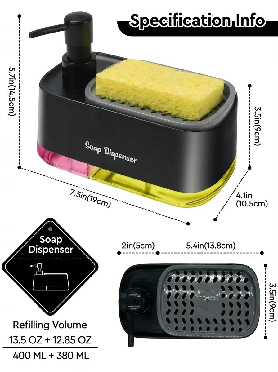 Kitchen Soap Dispenser Organizer Rack With Sponge Holder