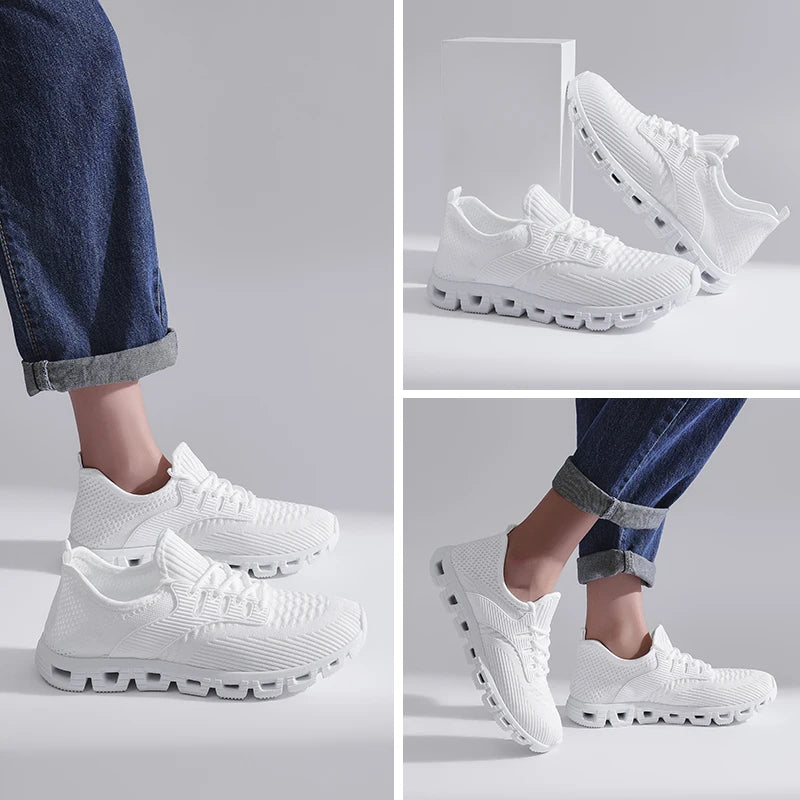 Unisex Breathable Mesh Running Shoes Low Top Cushioned Comfort