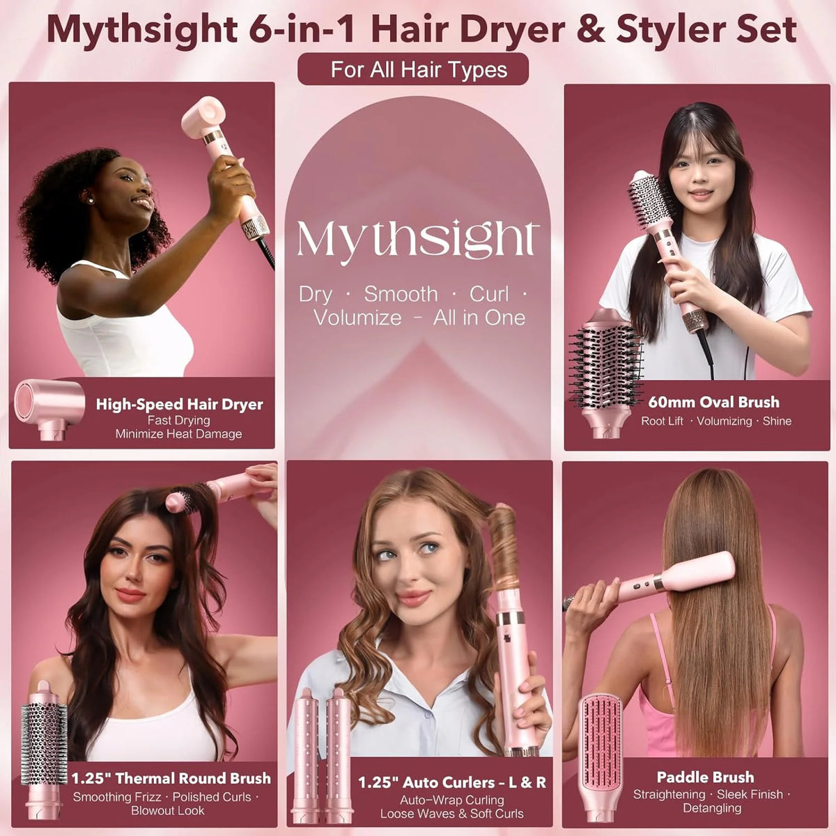 Mythsight 6 In 1 Air Styler And Hot Air Brush