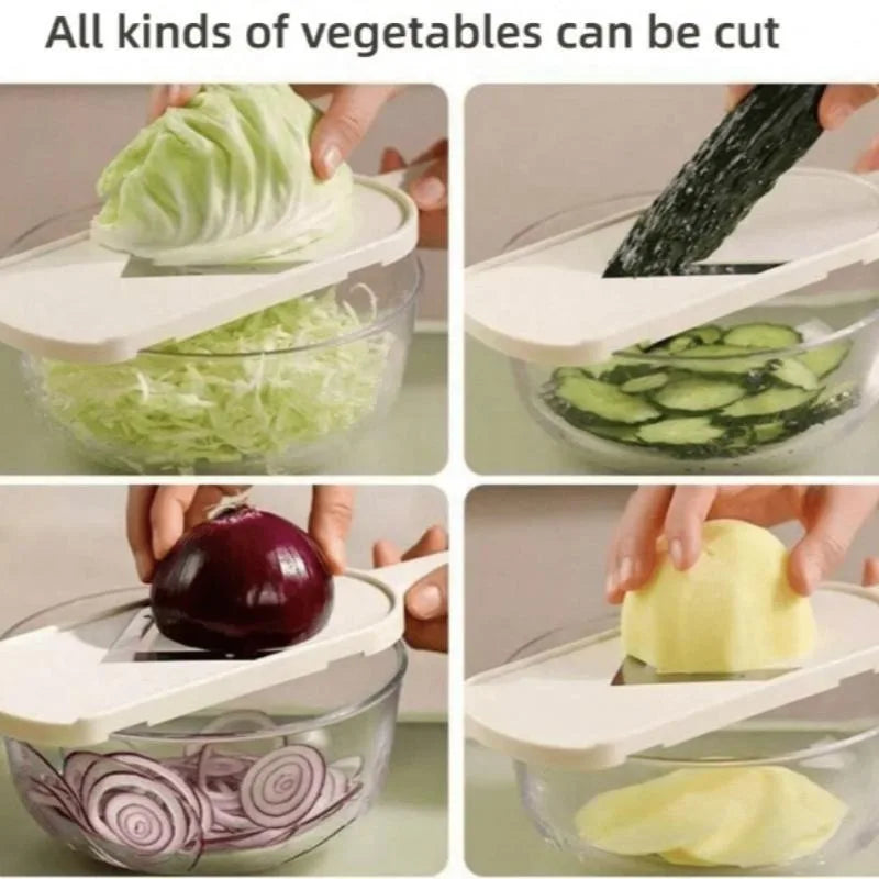 Multi Handheld Mandoline Slicer Stainless Steel V Blade With Brush
