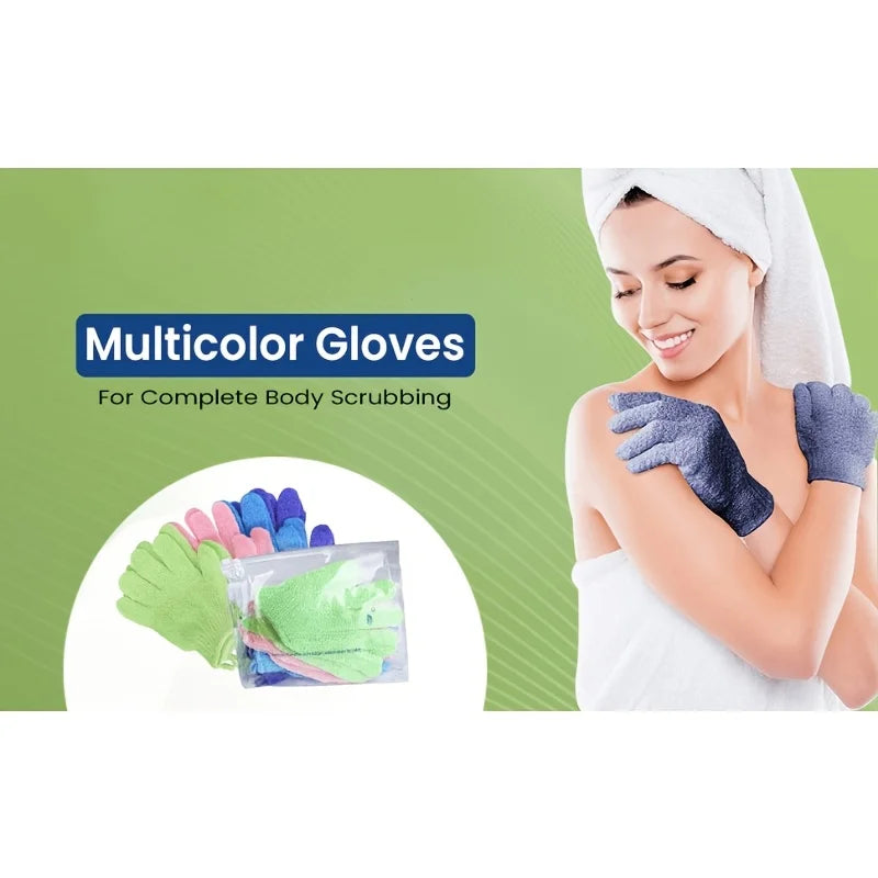 Exfoliating Shower Glove Set Deep Cleaning Body Scrub Spa Massage