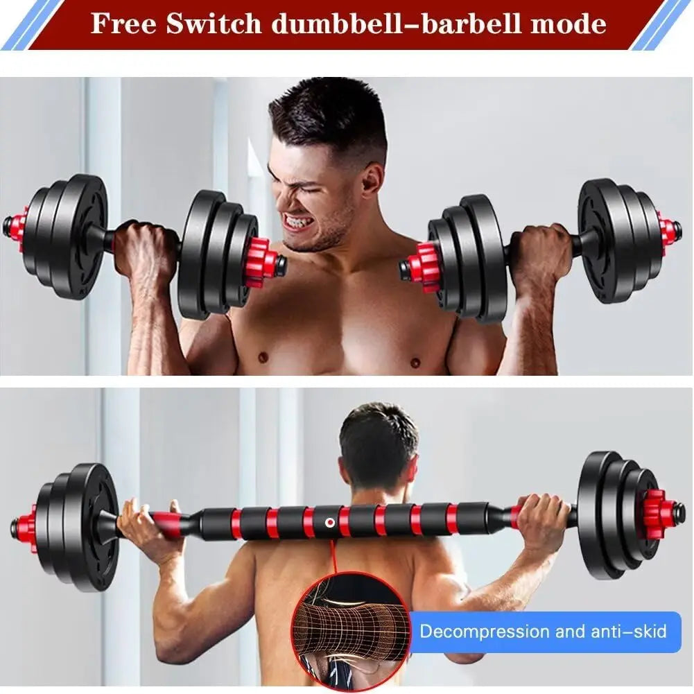 2 In 1 Adjustable Dumbbell And Barbell Set For Home Fitness