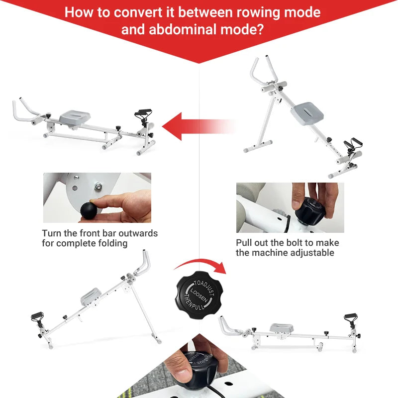 Cursor Fitness 4 In 1 Ab Trainer Rowing Machine Adjustable