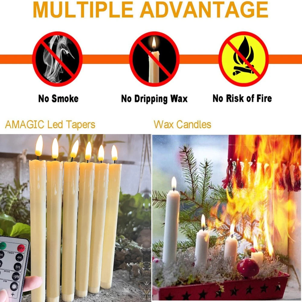 Flameless Battery Operated LED Tea Lights With Remote 3D Wick Candles Pack Of 6