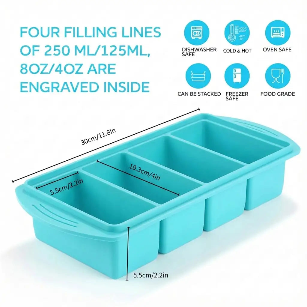 Silicone Freezer Trays With Lids 2 Pack Food Storage Containers Dishwasher Safe