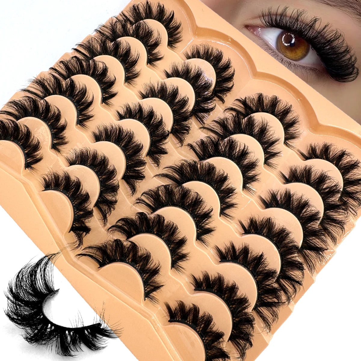 HBZGTLAD 3D Fluffy False Eyelashes Thick Volume Cluster Lashes