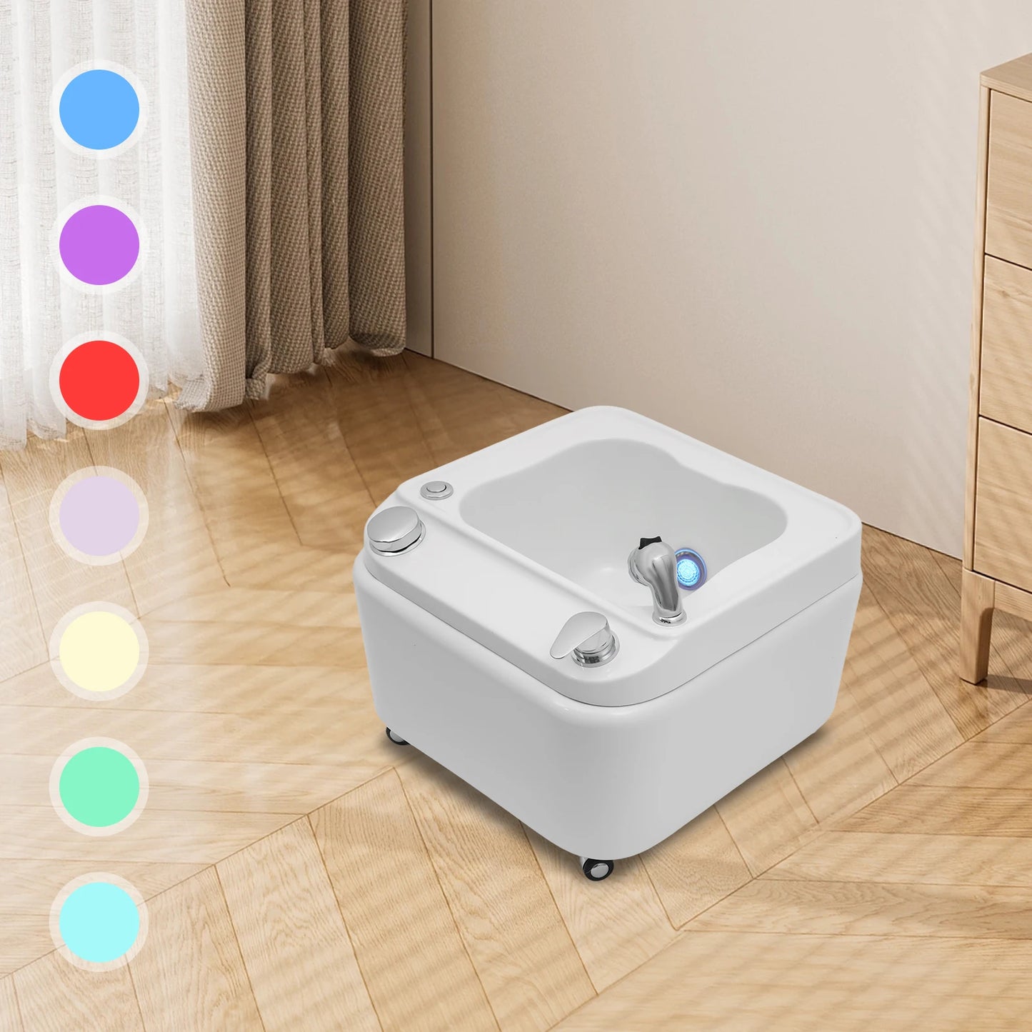Bymaocar Acrylic Footbath With Massage Spa Tub LED Light