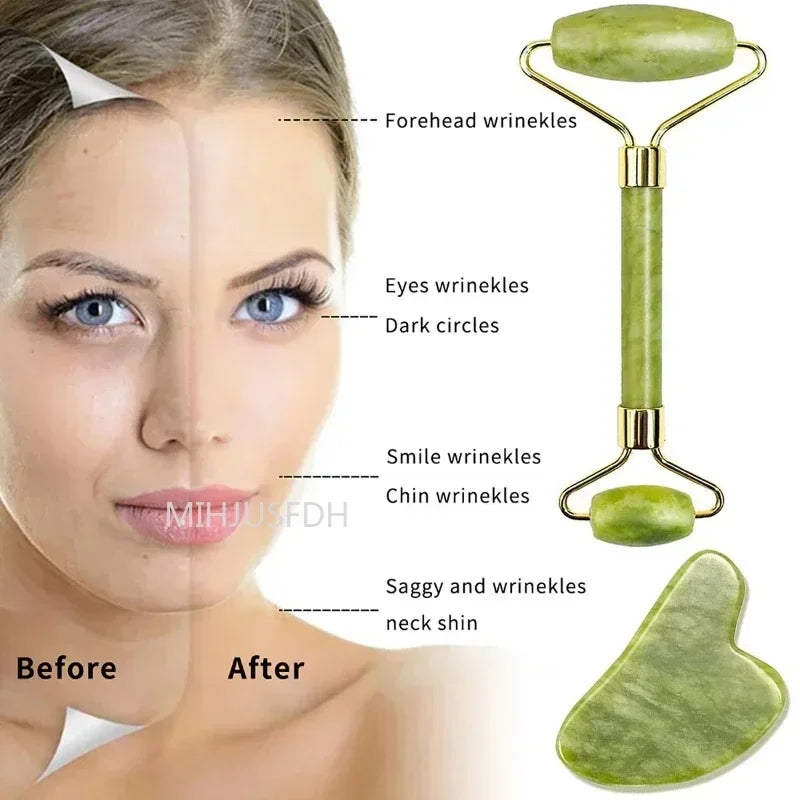 MIHJUSFDH Jade Roller Massager Gua Sha Set For Face And Body