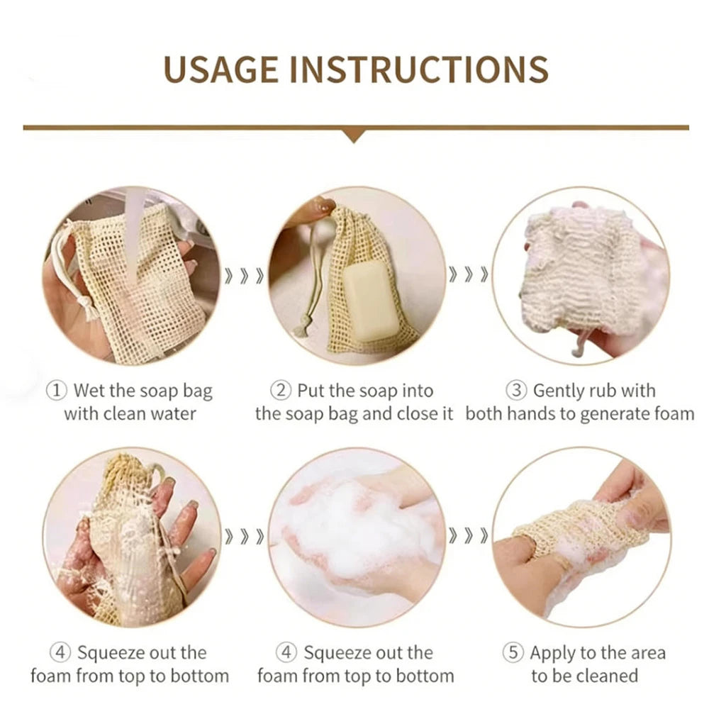Natural Cotton Soap Saver Bags 3 Pack Eco Friendly Lather Pouch