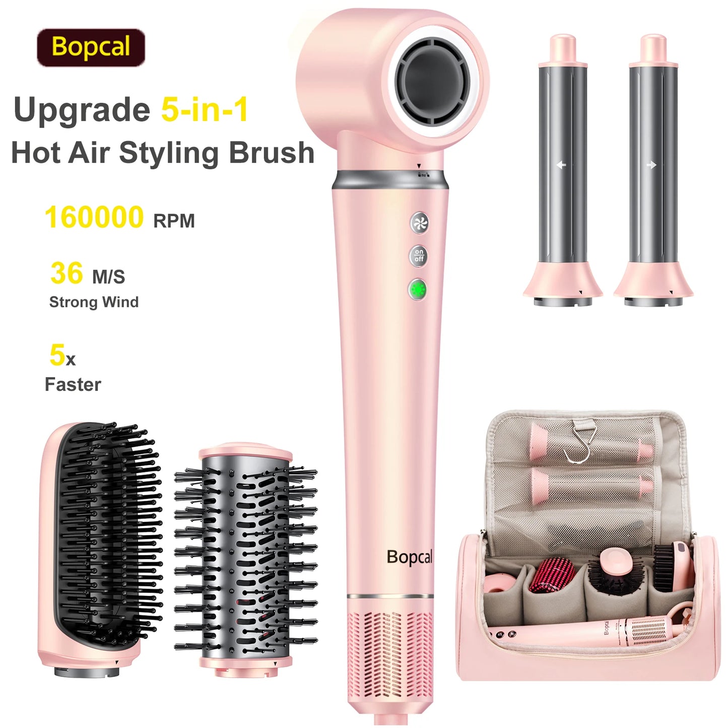 BOPCAL 5 In 1 High Speed Hair Dryer Set With Curling Iron