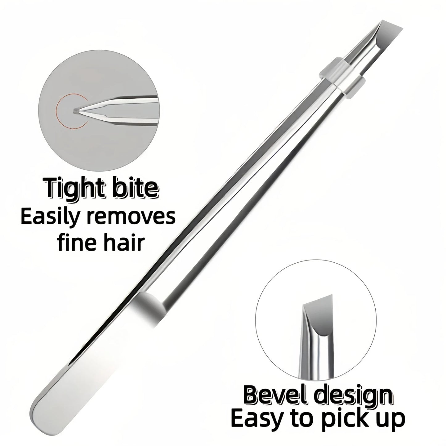 Stainless Steel Precision Tweezers Slant Tip for Facial Hair